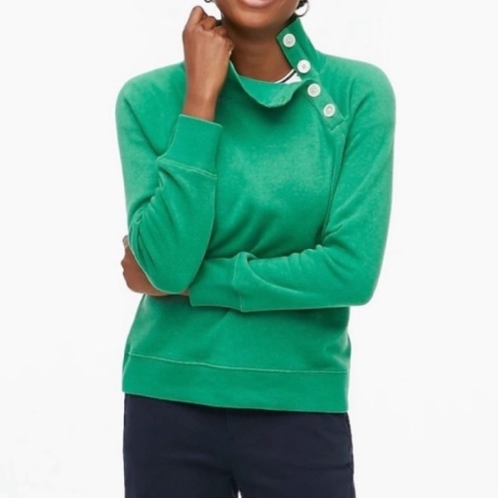 J.Crew Kelly Green Wide Button Collar Pullover Size Medium
